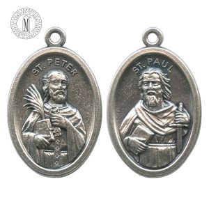 MB68–69 - St. Peter / St. Paul Medal, Oxidized Metal, 22 mm (7/8"), Made in Italy