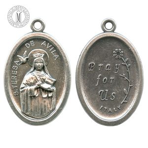 MB81E - St. Therese Medal, Oxidized Metal, 22 mm (7/8"), Made in Italy