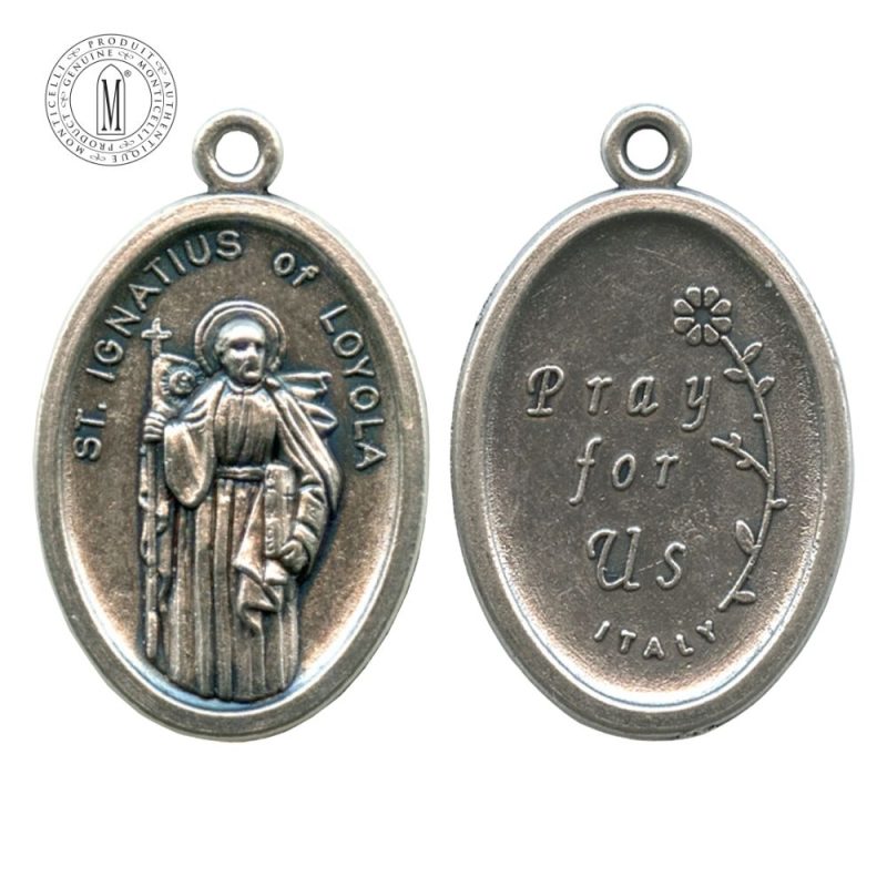 MB85E - St. Ignatius of Loyola Medal, Oxidized Metal, 22 mm (7/8"), Made in Italy
