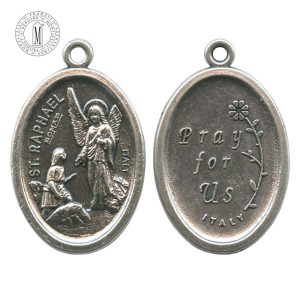 MB90E - St. Raphael Medal, Oxidized Metal, 22 mm (7/8"), Made in Italy