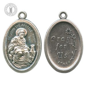MB96E - St. John the Apostle Medal, Oxidized Metal, 22 mm (7/8"), Made in Italy
