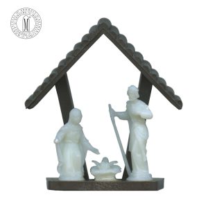 Brown Plastic Stable with Luminous Holy Family 6 cm
