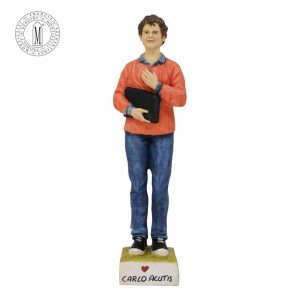 Alt Text: Saint Carlo Acutis statue 30 cm hand-painted Made in Italy