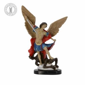 Alt Text: Saint Michael the Archangel statue hand-painted Made in Italy