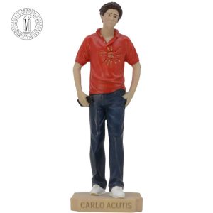 Alt Text: Saint Carlo Acutis statue 30 cm hand-painted Made in Italy