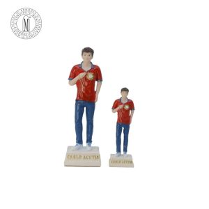 Alt Text: Saint Carlo Acutis statues 15 cm and 10 cm hand-painted Made in Italy