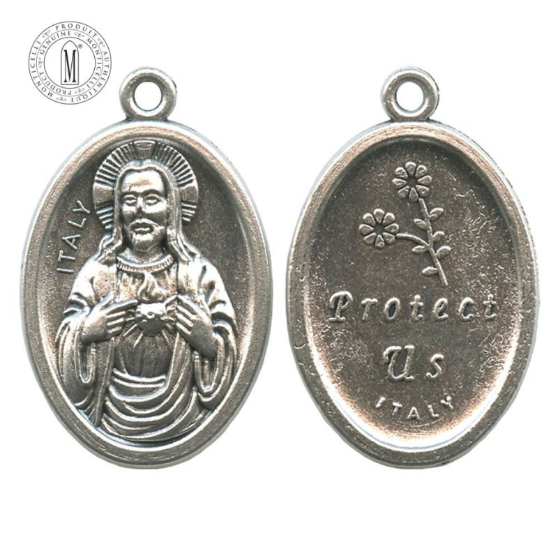 Sacred Heart Medal Made in Italy – MB02K Jesus Protect Us Medal 22 mm (7/8")