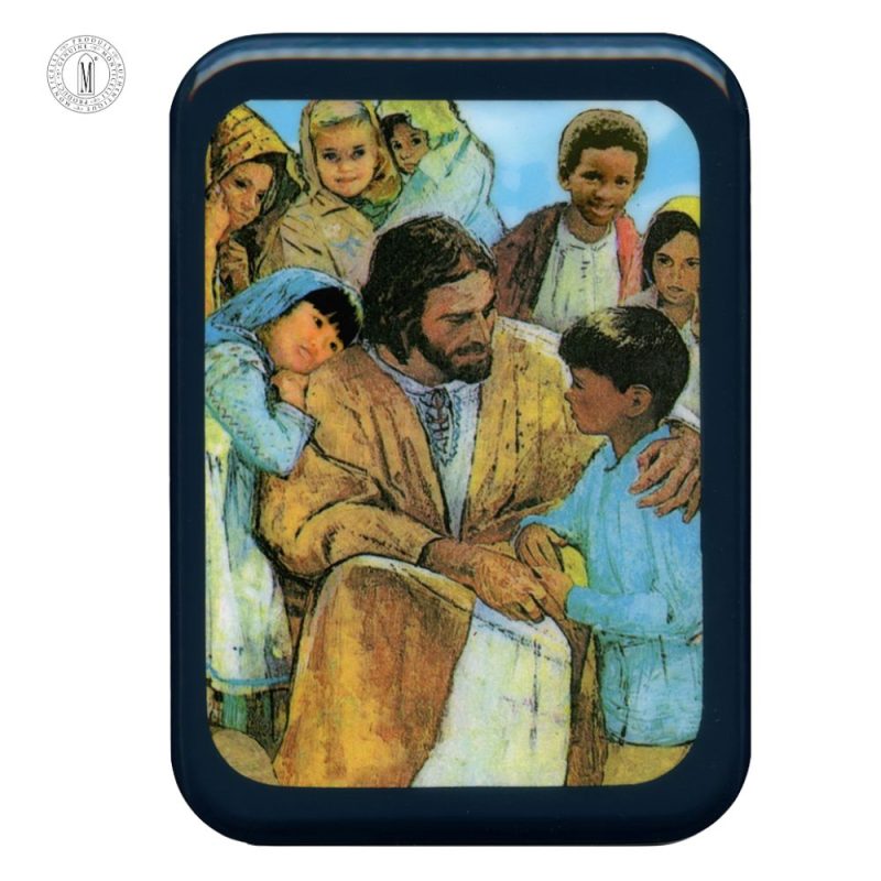 PL24 – Jesus with Children Religious Plaque – Resin Coated Wood – 29 x 21 cm (11½ x 8¼”) – Made in Canada