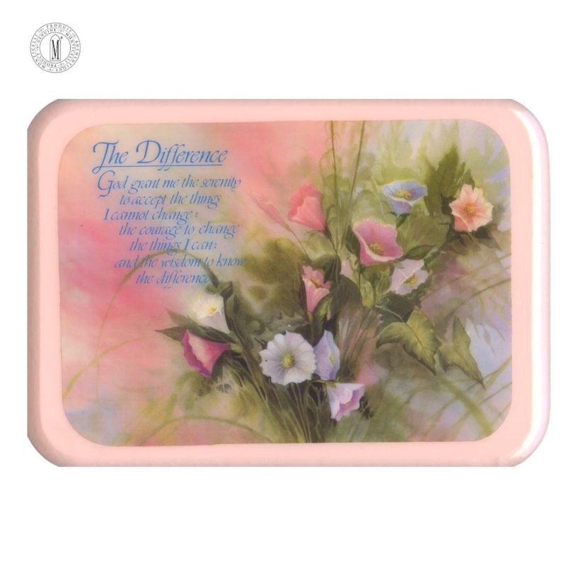 PL3 – The Difference Serenity Prayer Plaque – Floral Design – Resin Coated Wood – 21 x 29 cm (8¼ x 11½”) – Made in Canada