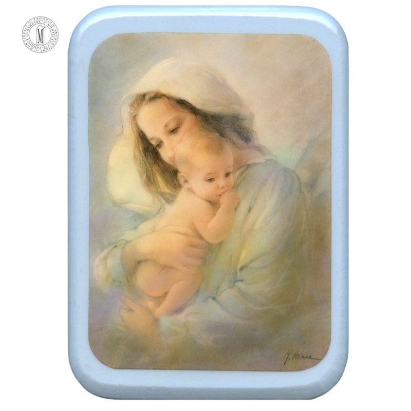 PL32 – Mother and Child Religious Plaque – Resin Coated Wood – 29 x 21 cm (11½ x 8¼”) – Made in Canada