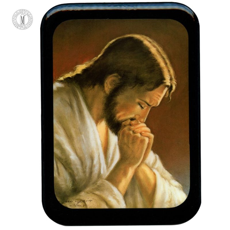 PL36 - Jesus Praying Religious Plaque - Resin Coated Wood - 29 x 21 cm (11½ x 8¼") - Made in Canada