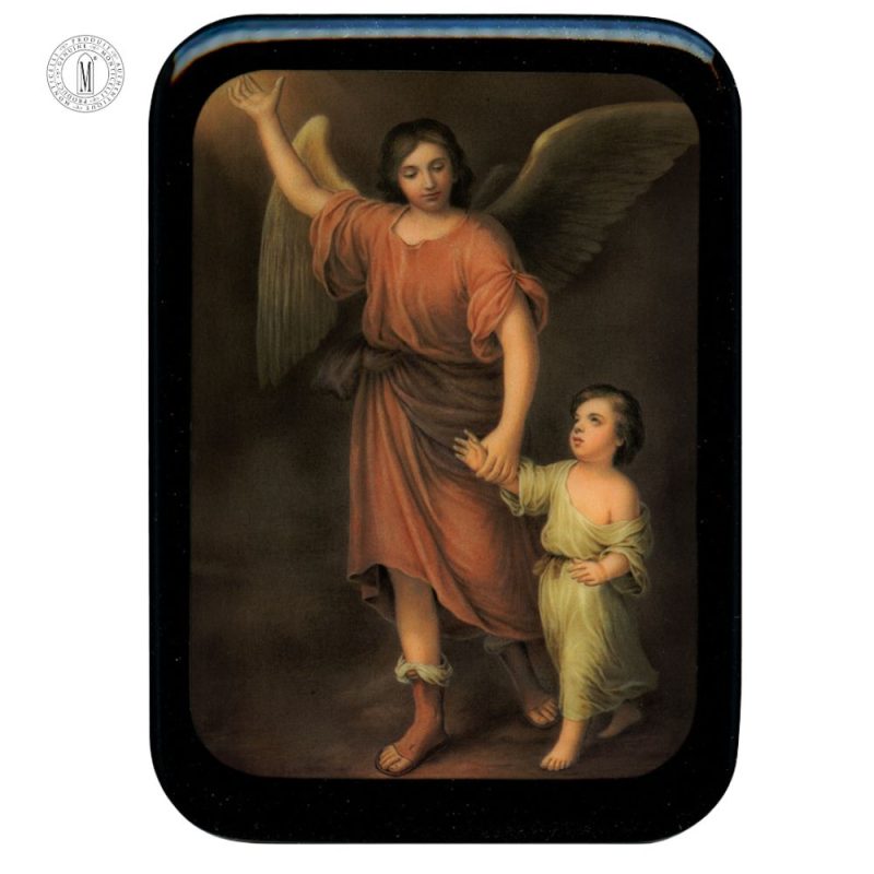 PL37 – Guardian Angel with Child Religious Plaque – Resin Coated Wood – 29 x 21 cm (11½ x 8¼”) – Made in Canada