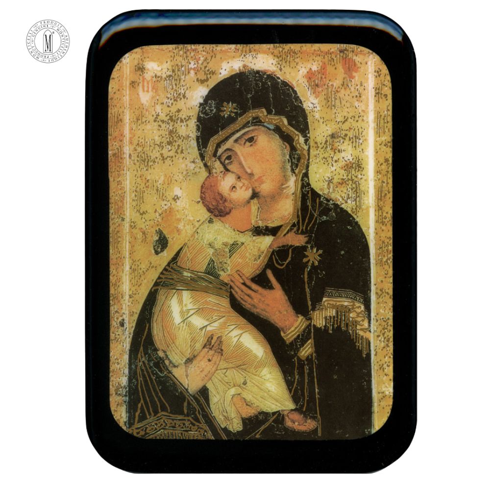 PL43 – Madonna di Vladimir Religious Icon Plaque – Resin Coated Wood – 29 x 21 cm (11½ x 8¼”) – Made in Canada