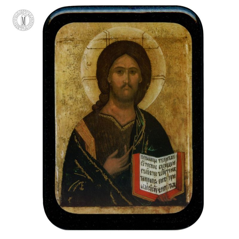 PL45 – Jesus Pantocrator Religious Icon Plaque – Resin Coated Wood – 29 x 21 cm (11½ x 8¼”) – Made in Canada
