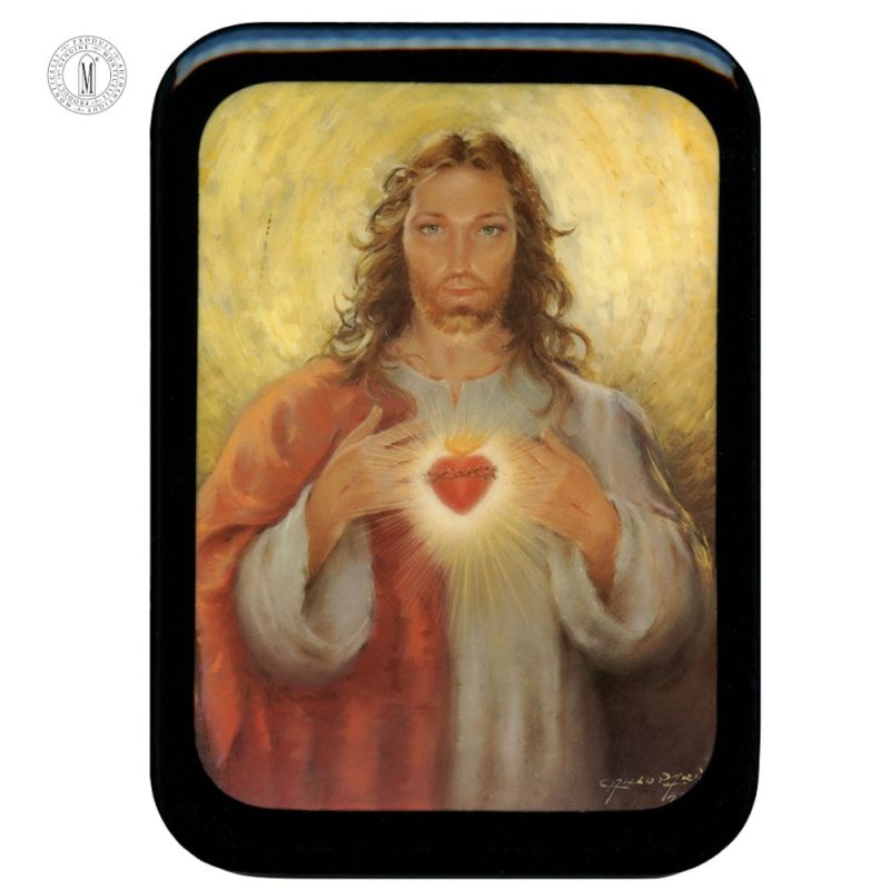 PL49 – Sacred Heart of Jesus Religious Plaque – Resin Coated Wood – 29 x 21 cm (11½ x 8¼”) – Made in Canada