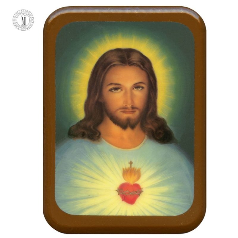 PL53 – Sacred Heart of Jesus Traditional Religious Plaque – Resin Coated Wood – 29 x 21 cm (11½ x 8¼”) – Made in Canada