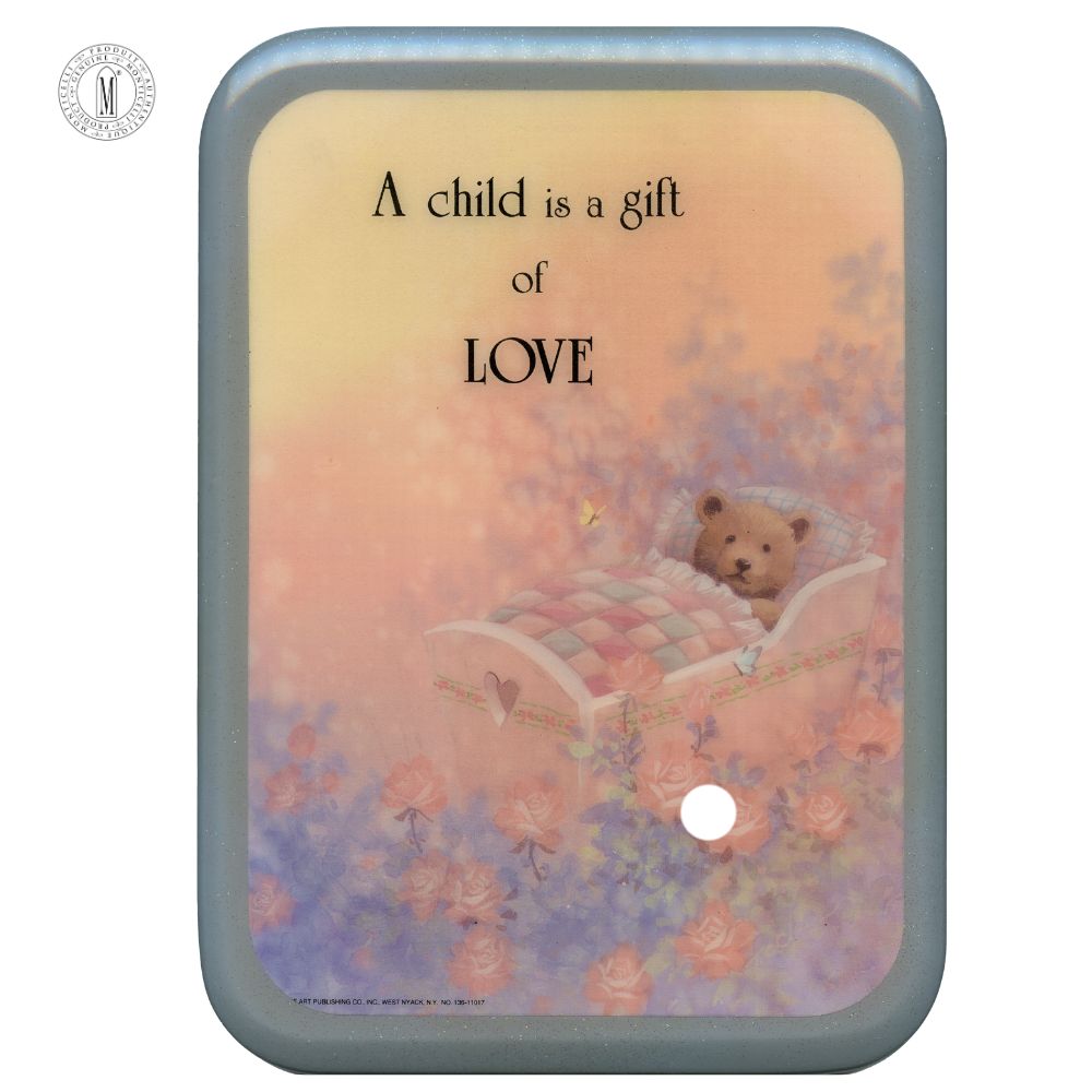 PLTBB – Love Bear Boy Child Plaque – A Child Is a Gift of Love – Resin Coated Wood – 29 x 21 cm (11½ x 8¼”) – Made in Canada